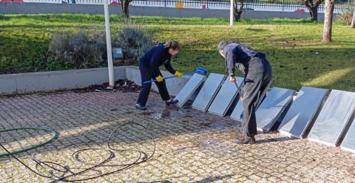 Manutenção de condutas e tubagens na escola e Pavilhão de Eventos